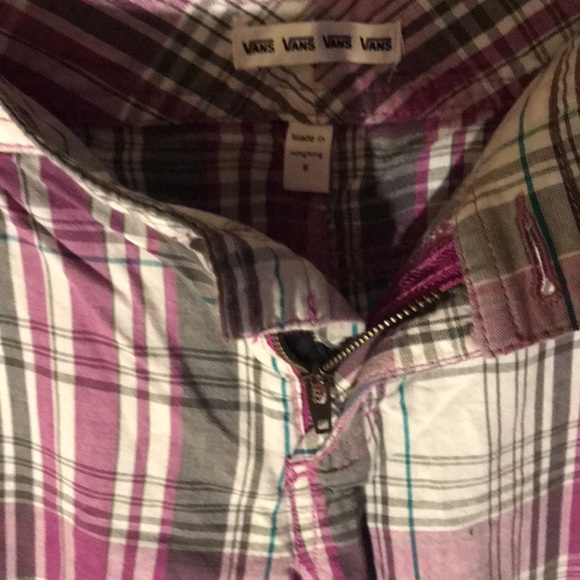 VANS Purple Checked Striped Shorts SZ 9 - Picture 4 of 6